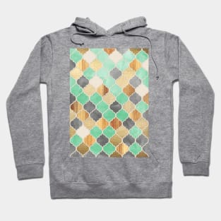 Charcoal, Mint, Wood & Gold Moroccan Pattern Hoodie